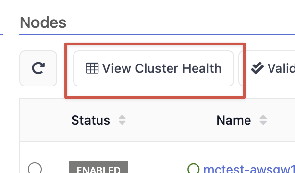 View Cluster Health Button